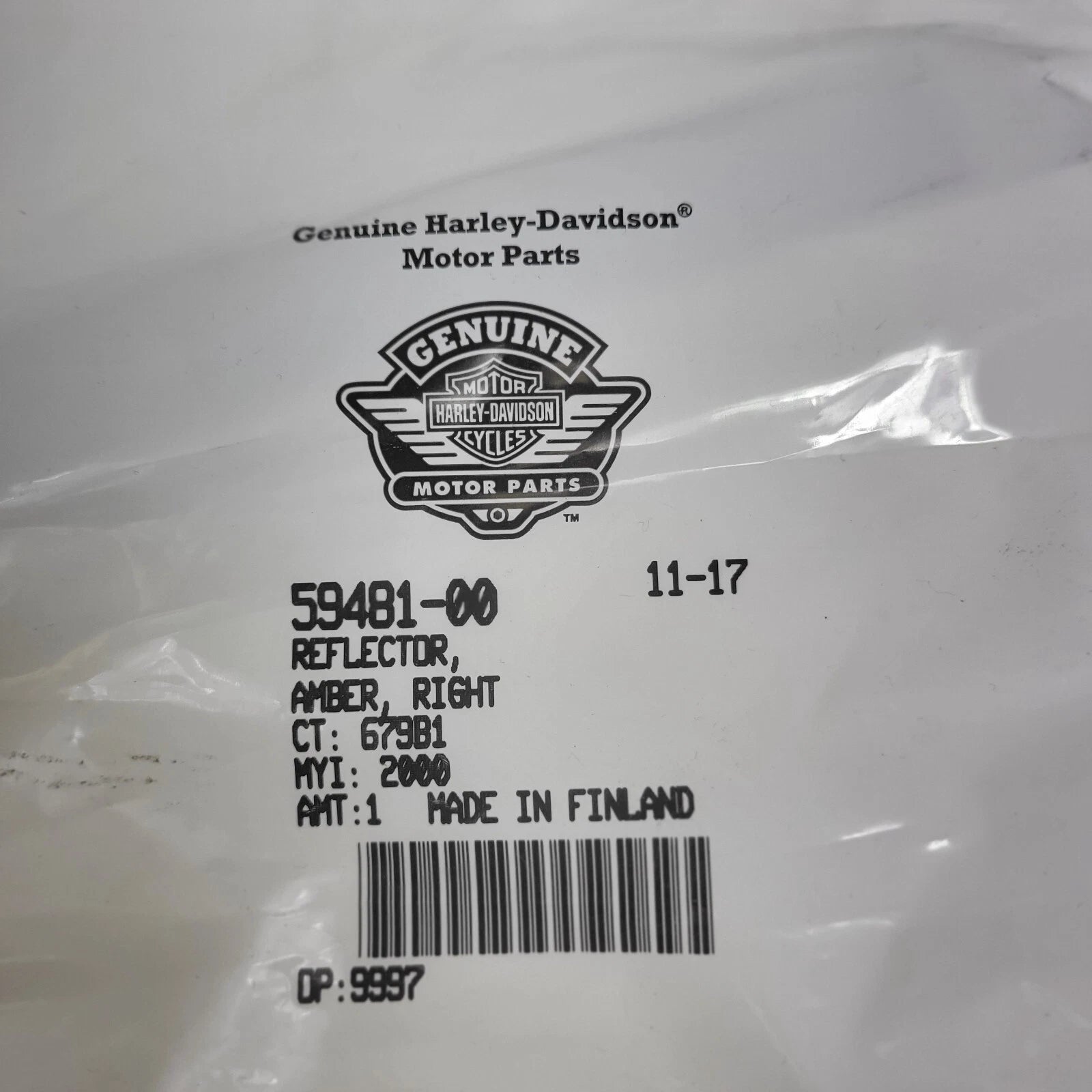 Harley-Davidson Reflector Amber Right 59481-00 (2000–2000)