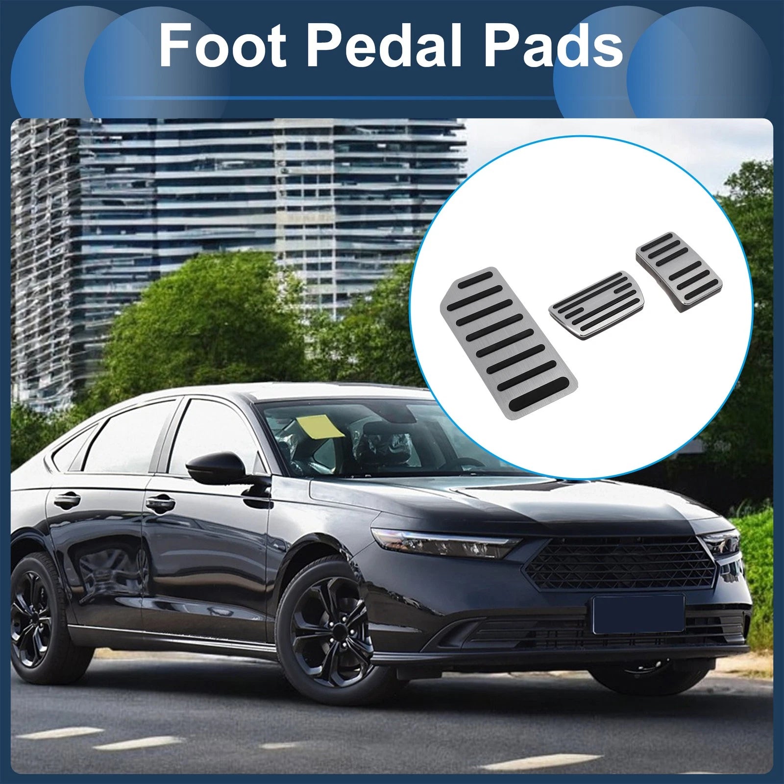 3 Pcs Automatic Foot Accelerator Pedal Covers for Honda Accord (2016–2022) Silver Tone