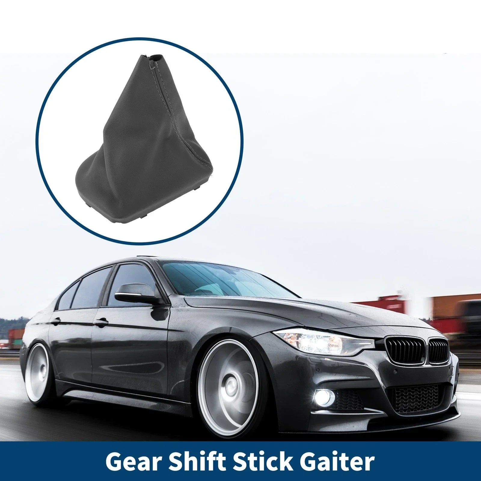 1 Pc Gear Shift Stick Gaiter Grey Leather for BMW E60 E61 (2004-2008)