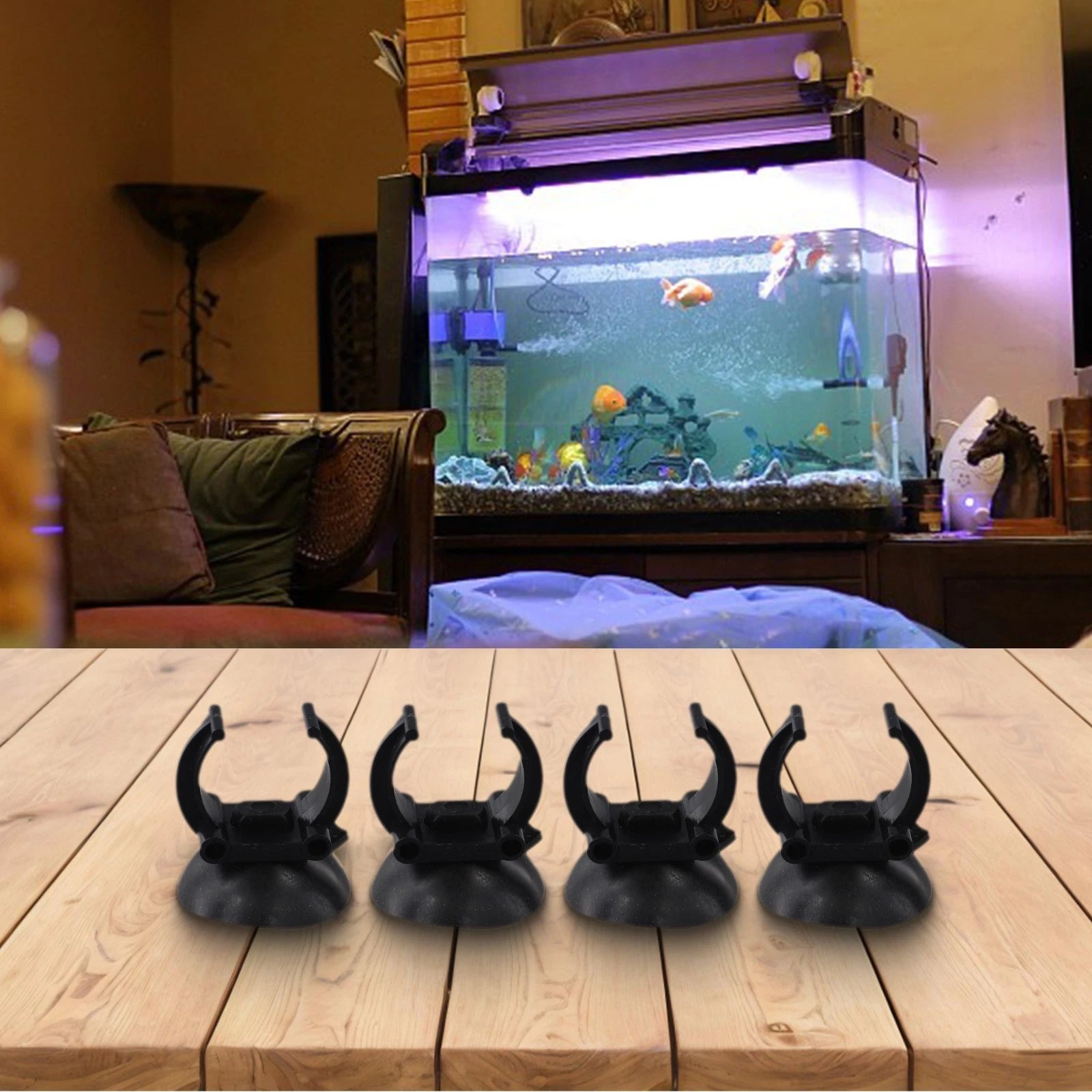 Suction Cup Clips for Aquarium Heater or Rain Bars (Set of 4/8)