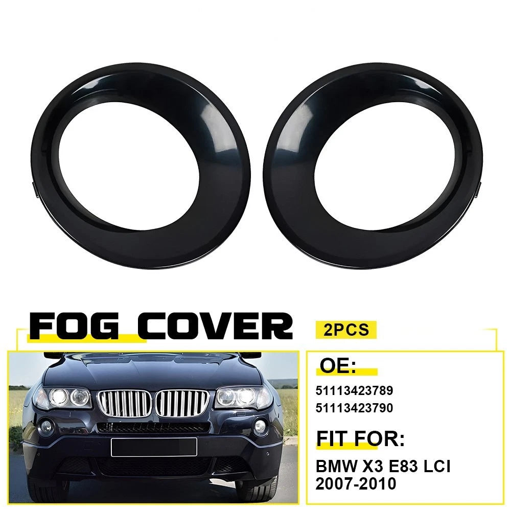 Set of 2 Front Fog Light Lamp Cover Rings for BMW X3 E83 LCI (2007–2010)