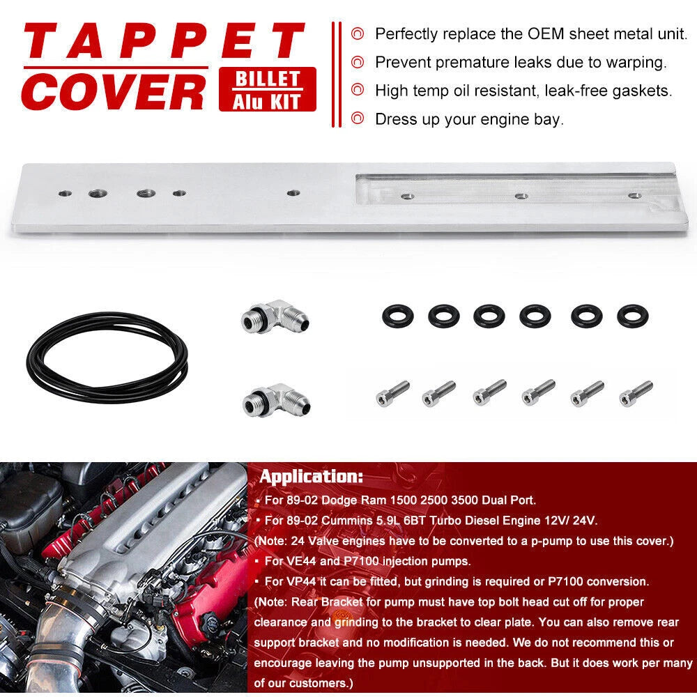 Billet Tappet Cover Kit for Dodge Ram 2500 3500 Cummins 5.9L (1994–2002)