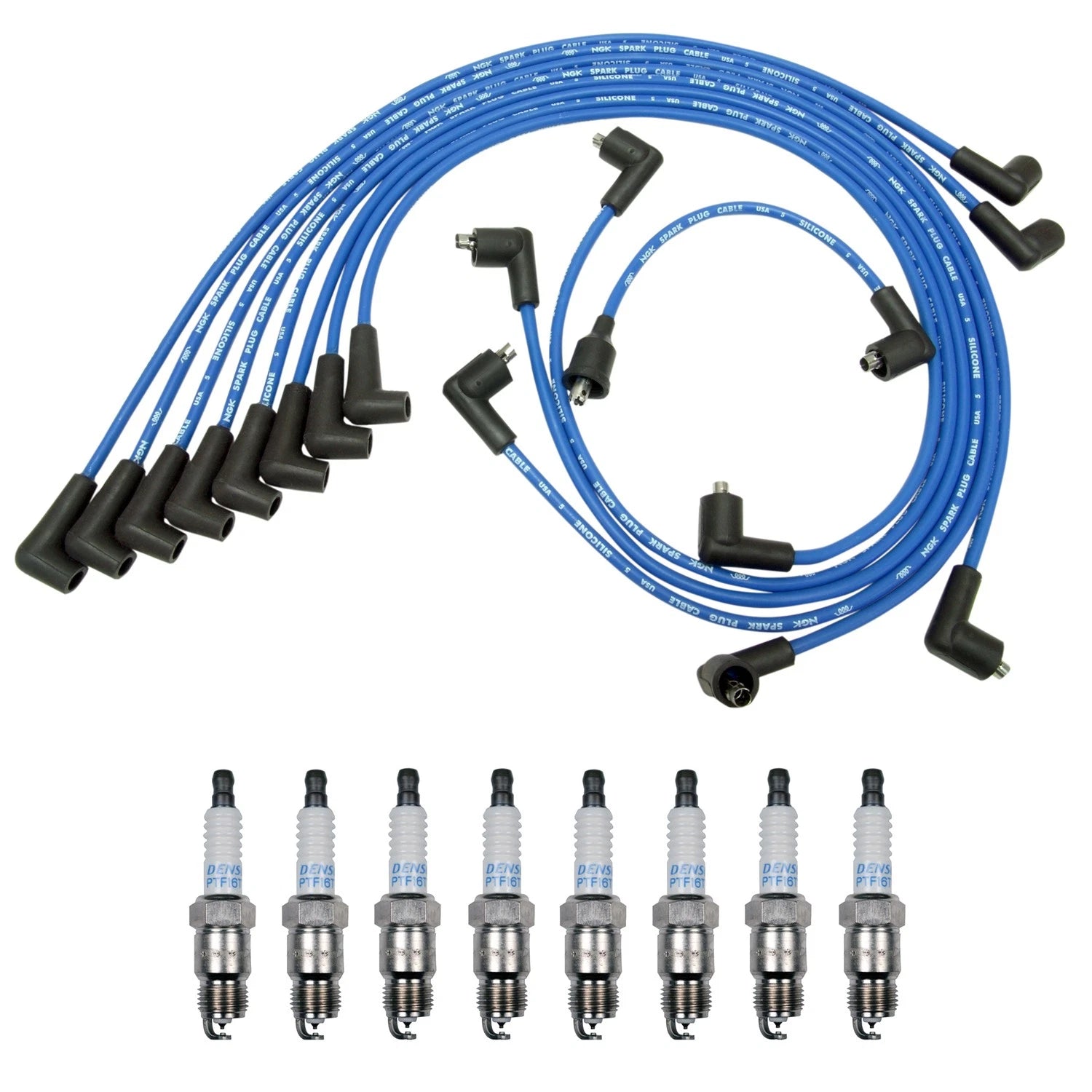 NGK 7mm Wire Set & Denso Platinum Spark Plug Kit for Bel Air C10 C20 C30 G10 (1953–1987)