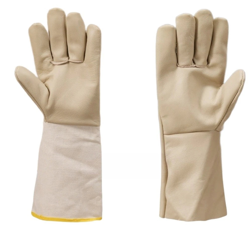 Cowhide Leather Welding Gloves for TIG Work (Heat Resistant, Canvas Sleeves)