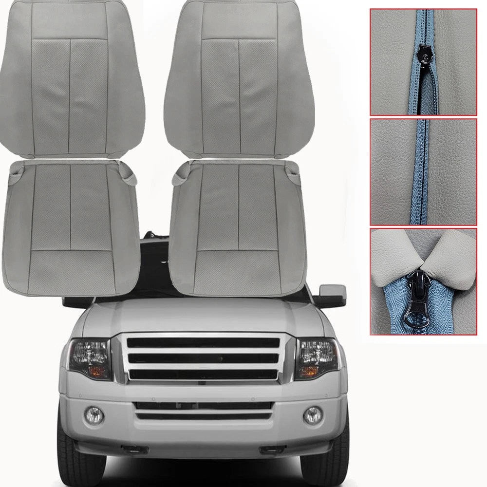 Set of 2 Leather Covers for Ford Expedition (2007–2014) Stone Gray