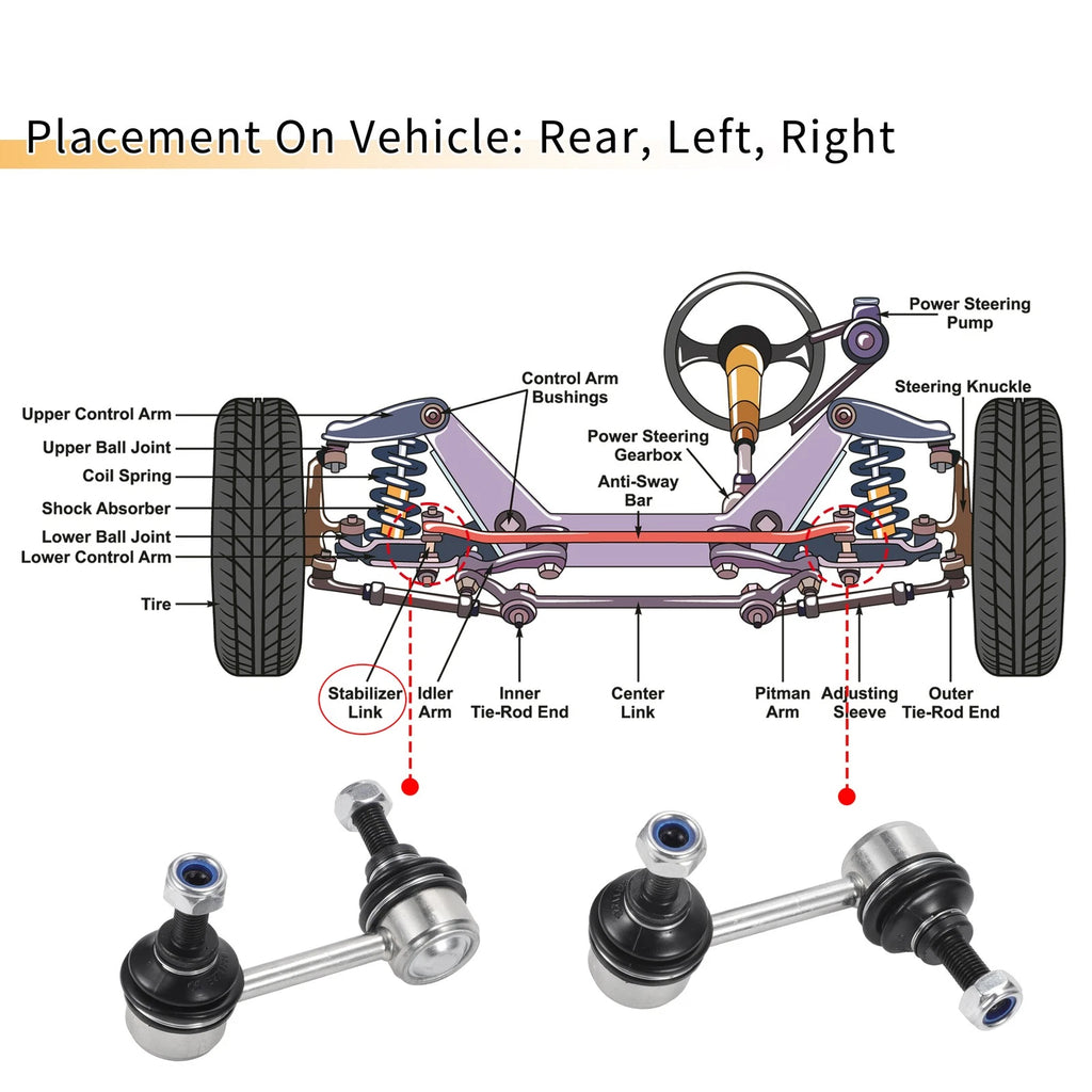 2X Rear Sway Bar Link for Honda CR-V (2007–2011)