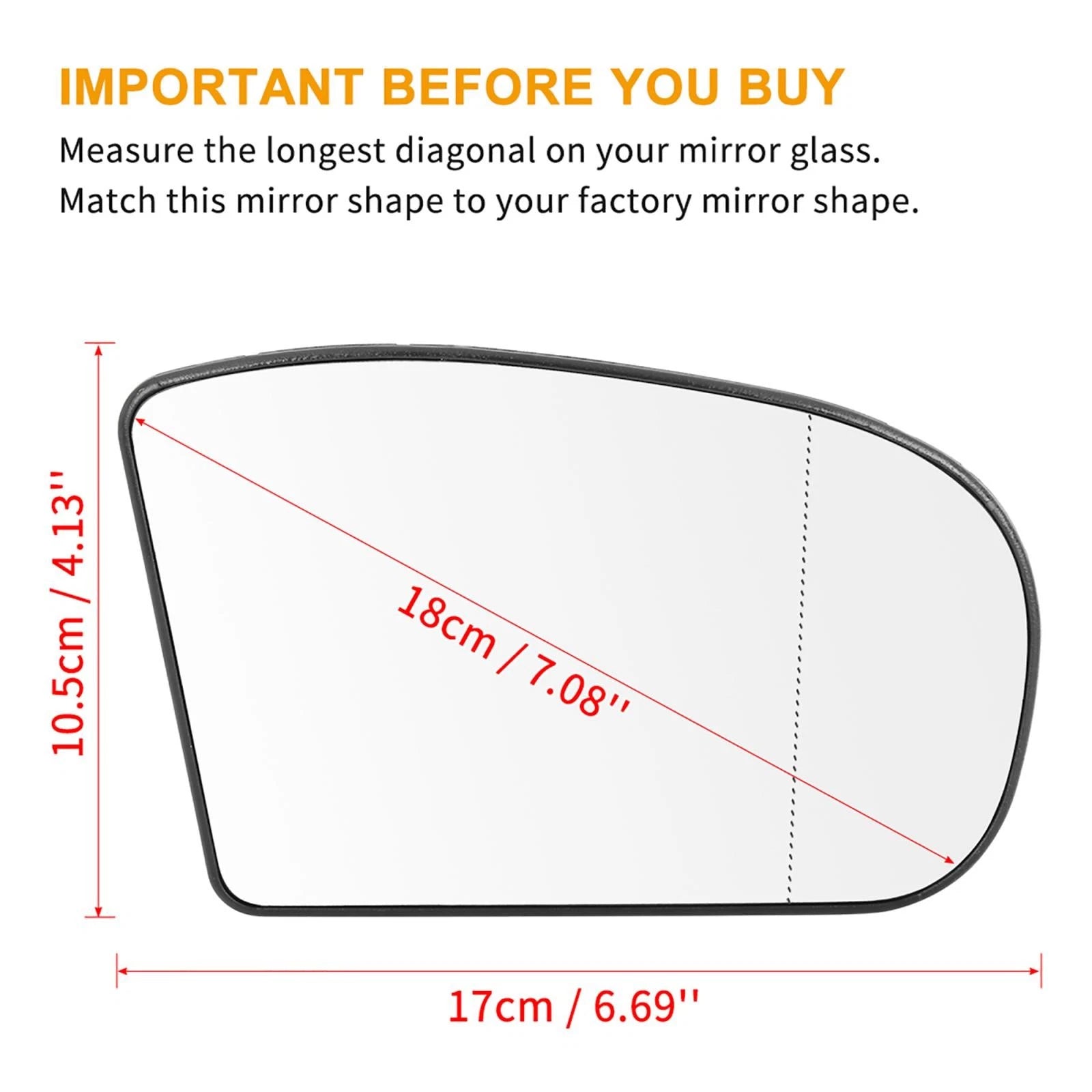 Heated Mirror Glass w/ Backing Plate for Mercedes-Benz E500 E550 (2003–2006)