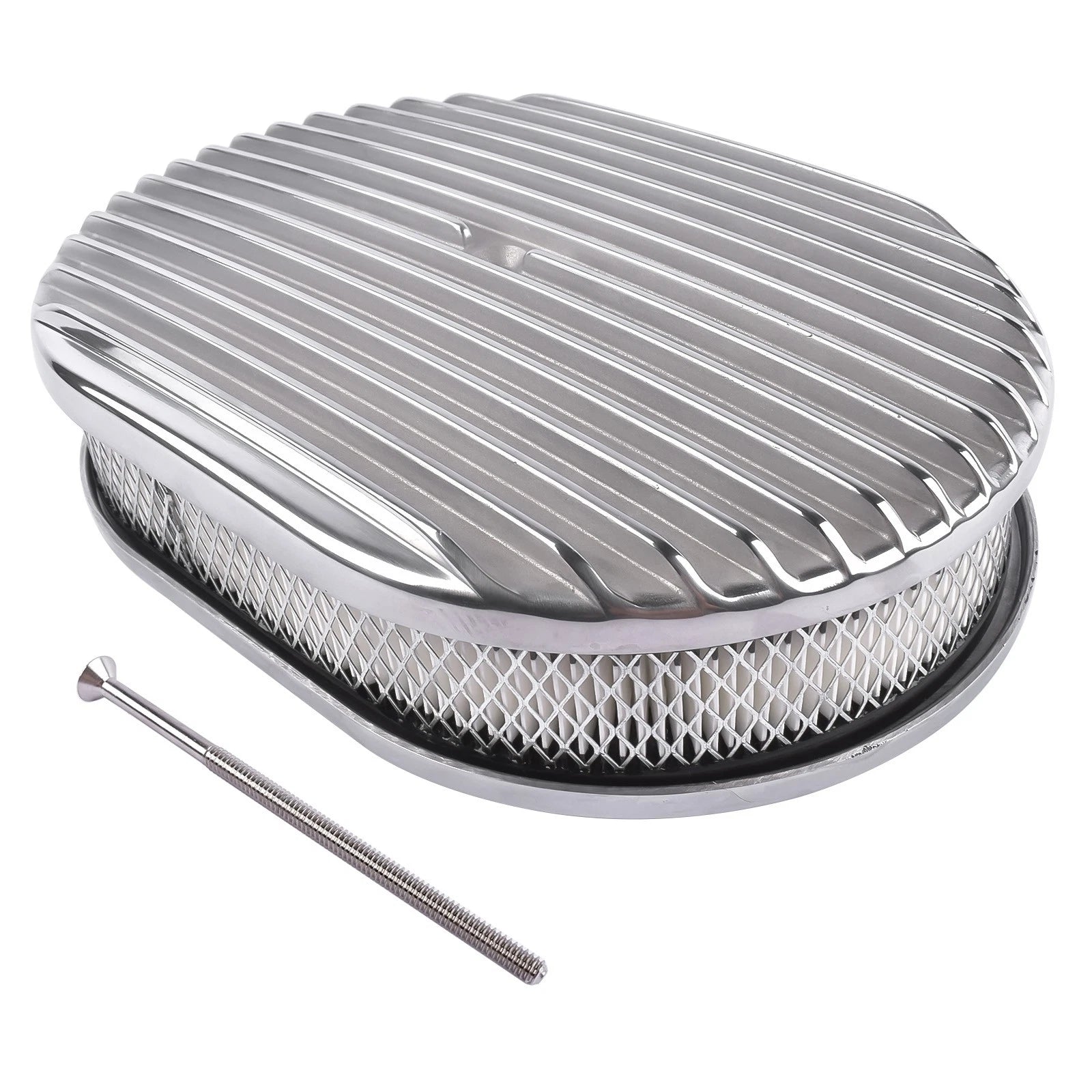12" Oval Aluminum Full Finned Air Cleaner for Chevy Ford