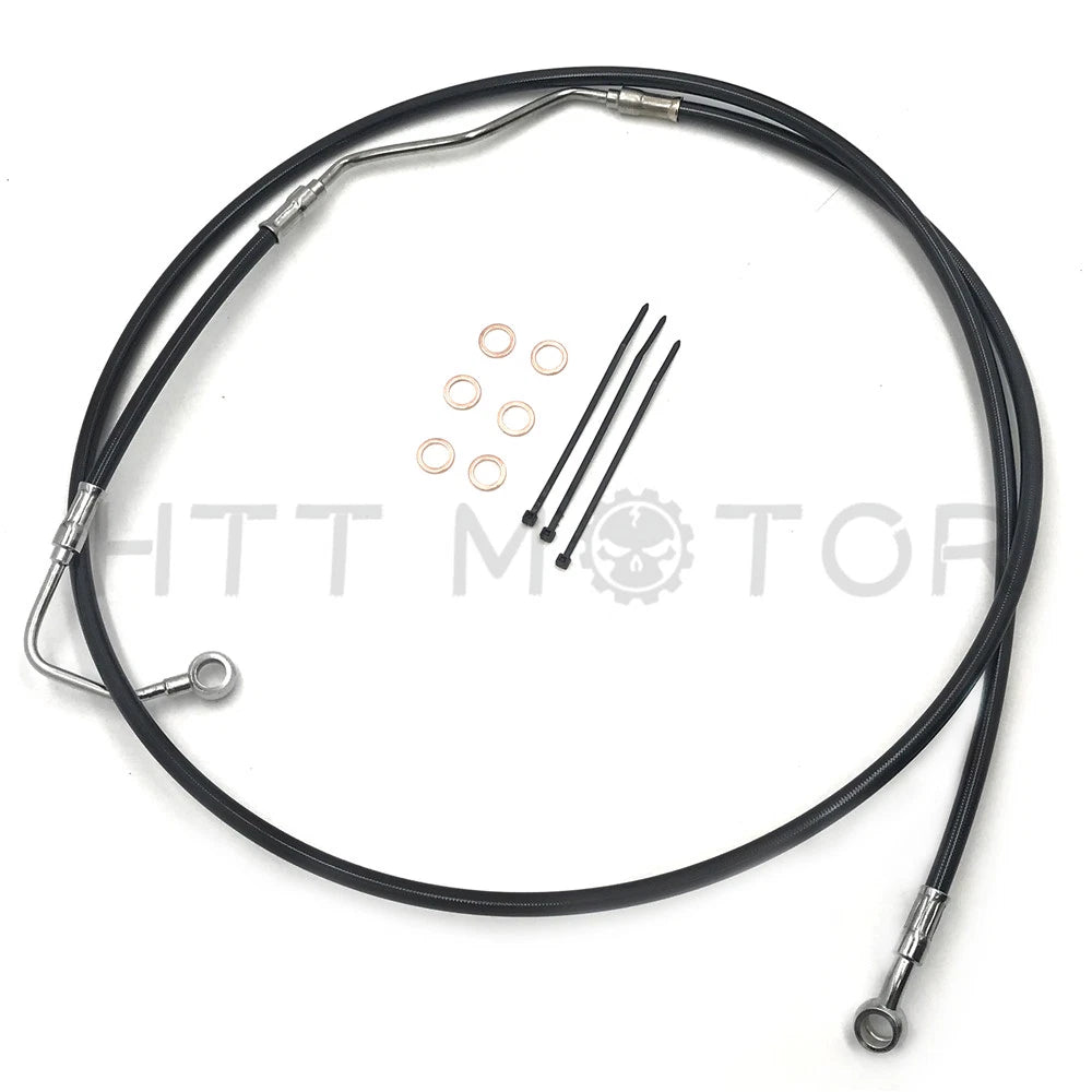 Black +10" Upper Front Brake Line for Harley Touring (2009–2013) w/ABS