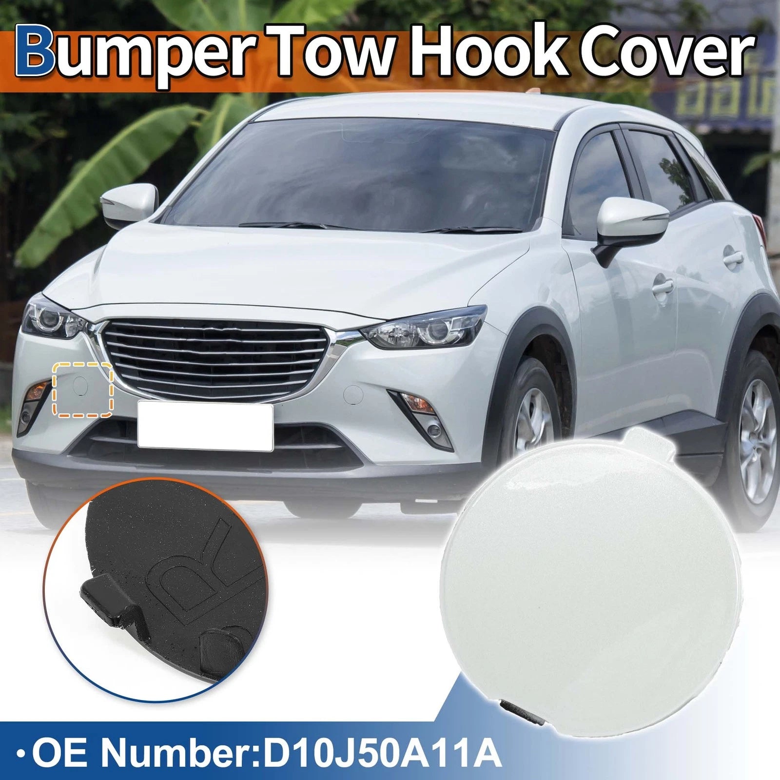 Tow Hook Cover for Mazda CX-3 (2016–2021) No.D10J50A11A Crystal White Pearl