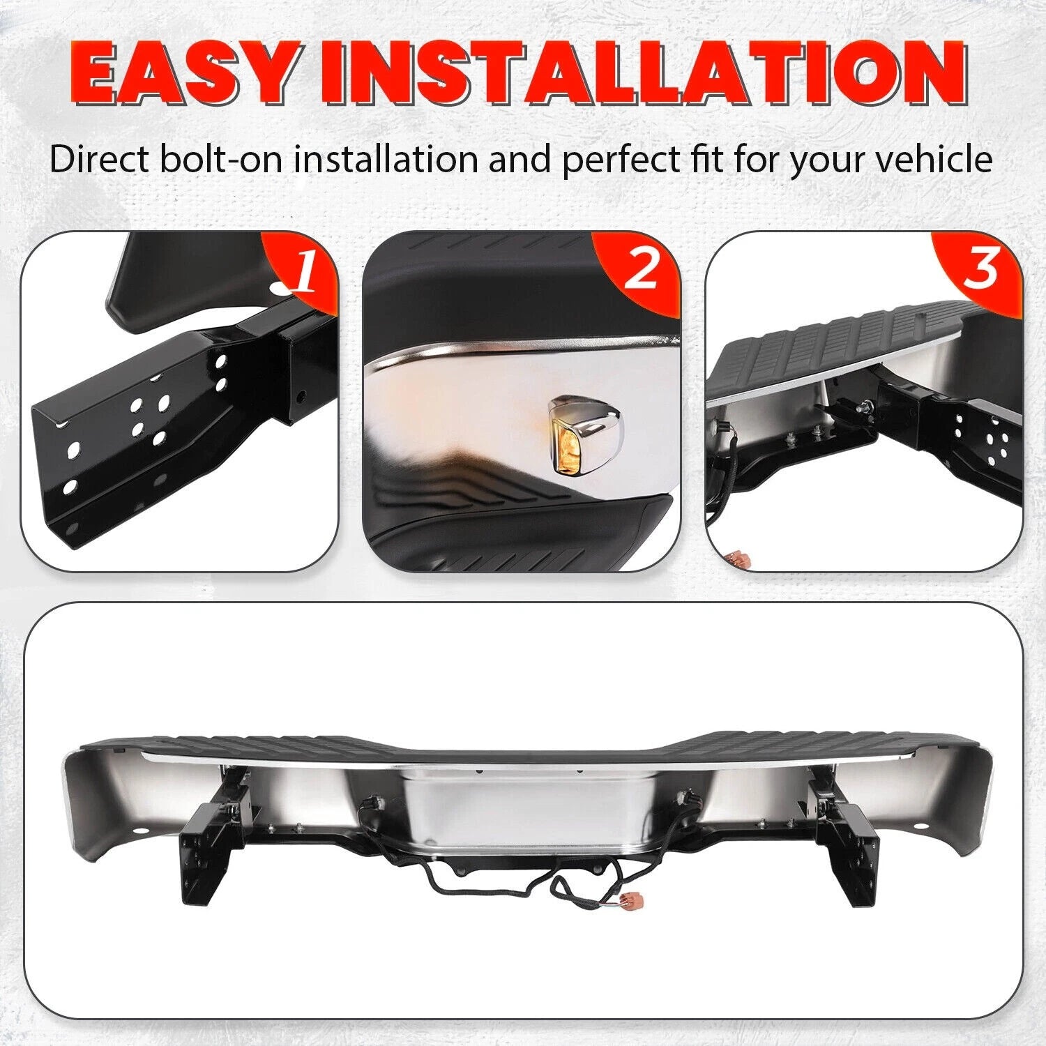 Chrome Complete Rear Step Bumper for Nissan Frontier (1998–2004)