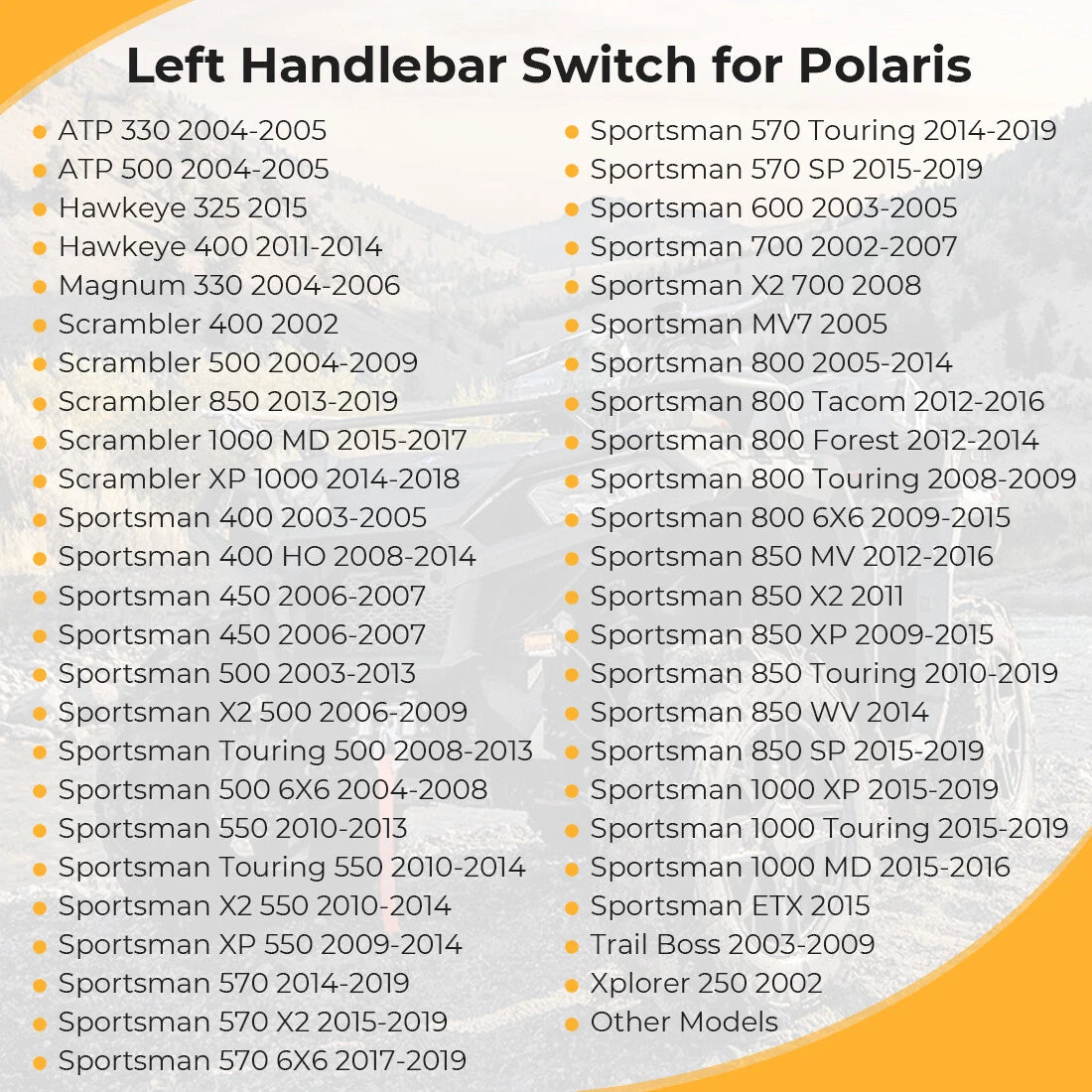 Left Handlebar Switch for Polaris Trail Boss 330, Magnum 330 (2003–2009)