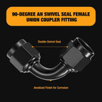 10AN Female to 10AN Female 90 Degree Swivel Coupler Union Fitting Adapter