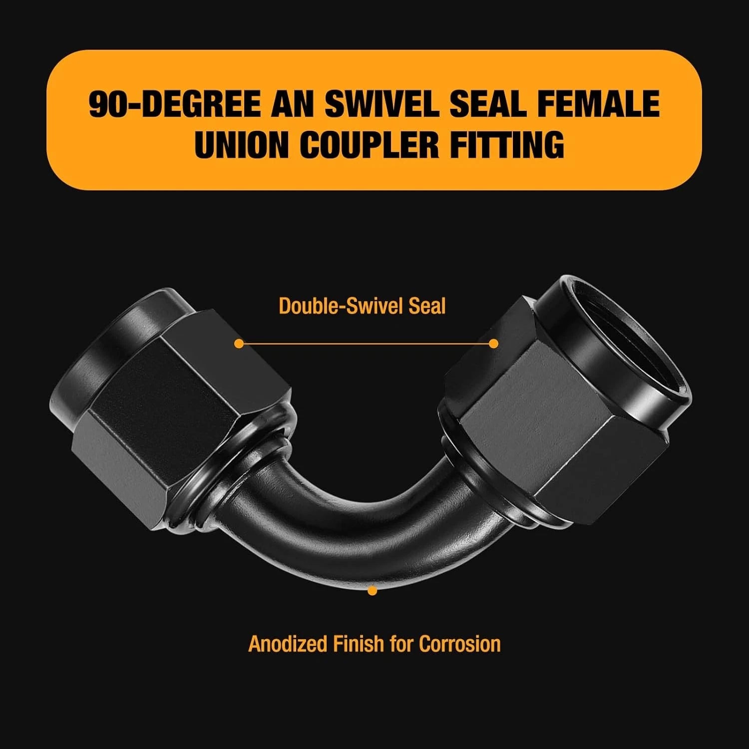 10AN Female to 10AN Female 90 Degree Swivel Coupler Union Fitting Adapter