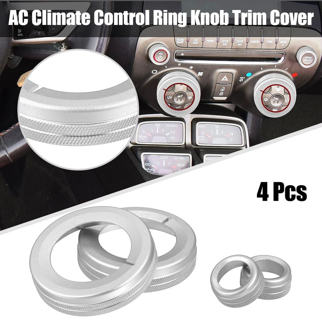 Set of 4 Aluminum Alloy Center Control Ring Knob Covers for Chevrolet 