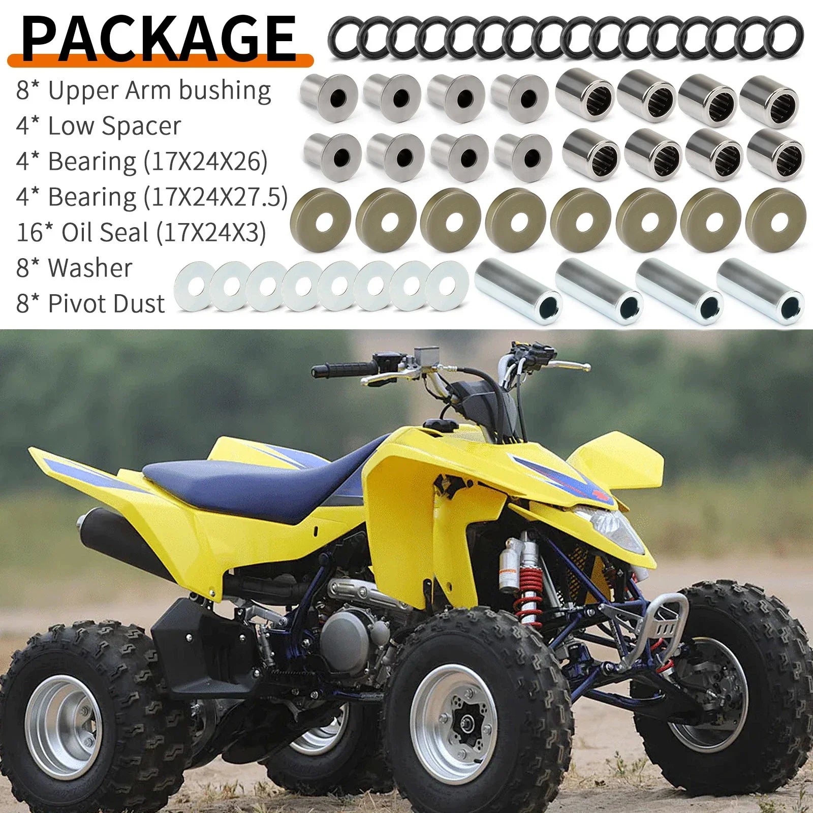 Front Upper & Lower A-Arm Bushing Seal Kit for Arctic Cat 400 DVX (2004–2008)