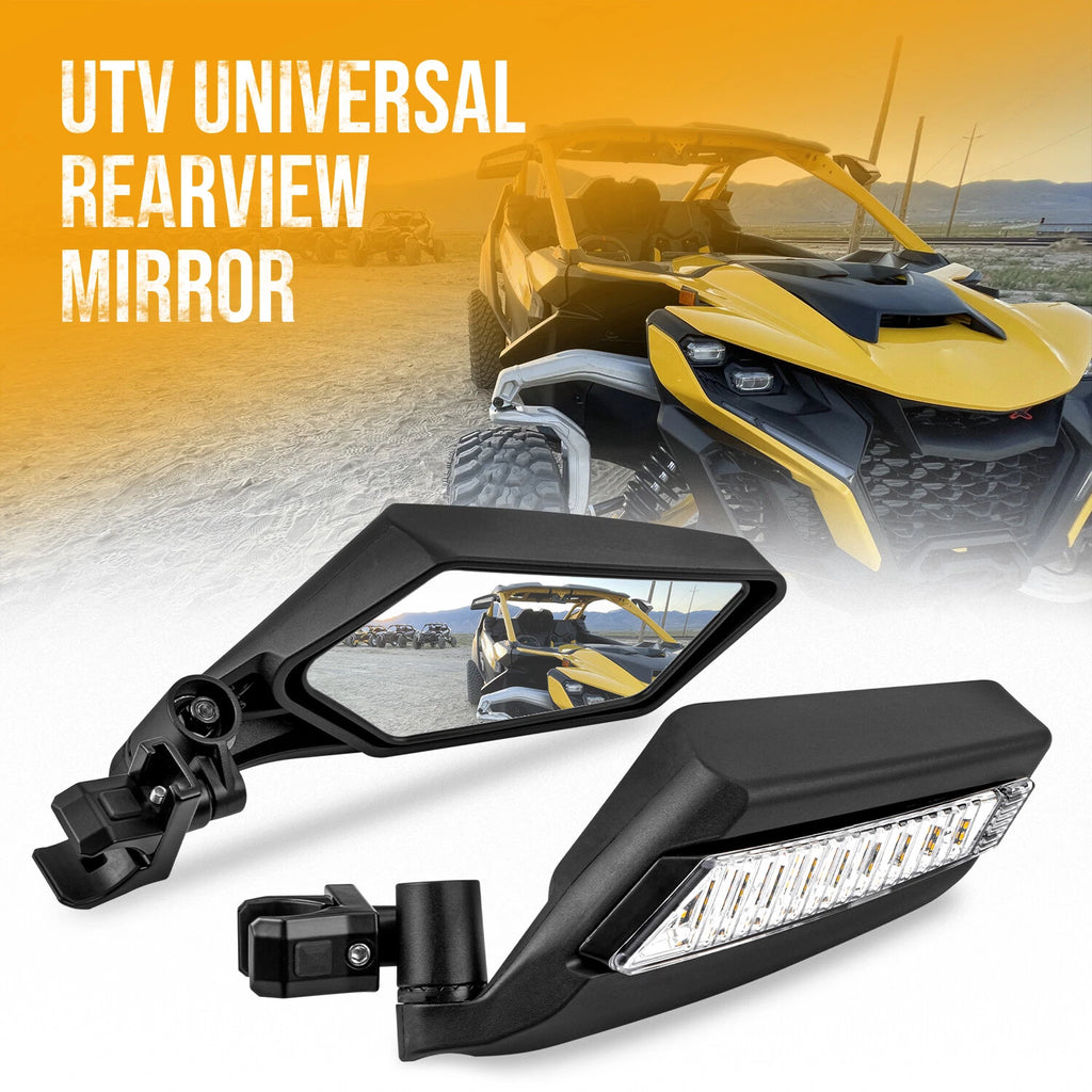 1.5"-2" Rear LED Side Mirrors for Can-Am Polaris RZR PRO XP Yamaha (UTV)