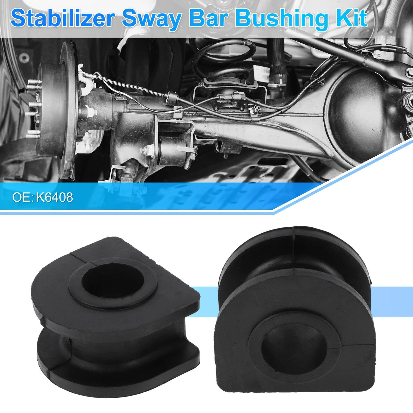 Set of 2 No.K6408 Stabilizer Sway Bar Bushing Kit for Cadillac Escalade (2009–2019) Rubber