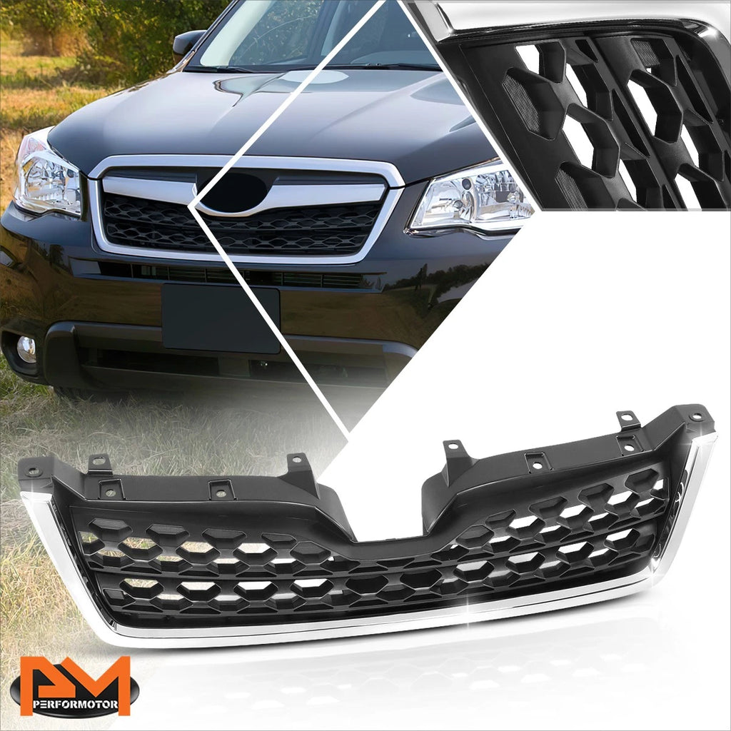 Matte Grey Mesh Lower Grille w/Badge Slot & Chrome Trim for Subaru Forester (2014–2016)
