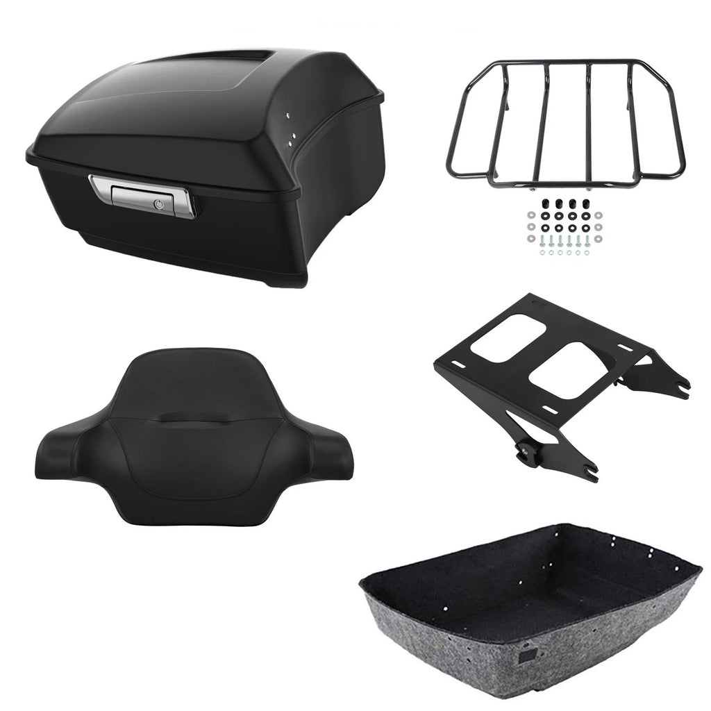 Matte Black King Trunk Backrest Mount Rack for Harley Touring (2014–2026)