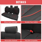 Set of 3 Rear Seat Covers for Dodge Ram  Black Red