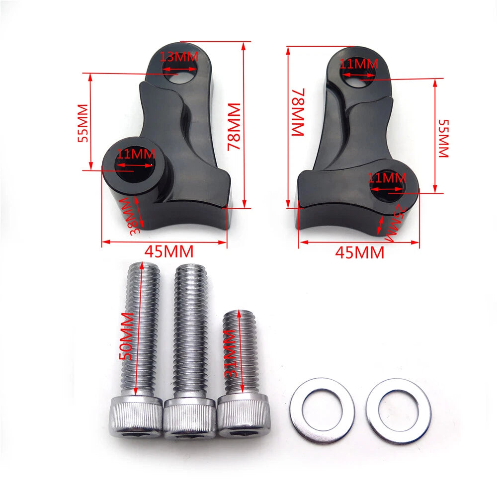1.75" Black Aluminum Lowering Kit for Harley Dyna Fat Bob FXDF (2008–2016)