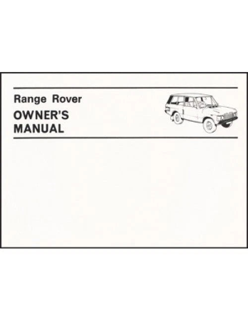 Owner's Manual for Range Rover (1970-1980)
