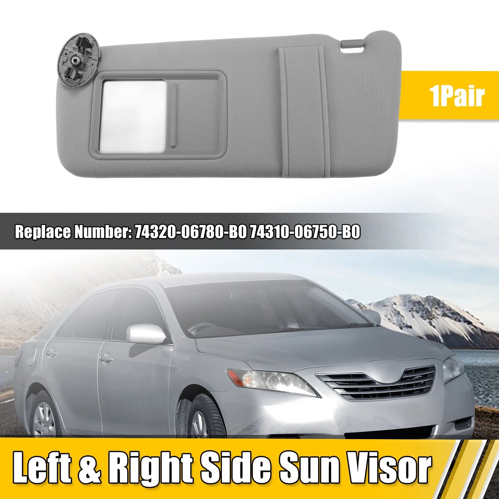 Pair Sun Visor for Toyota Camry (2007–2011) Left Right Side W/O Sunroof Light