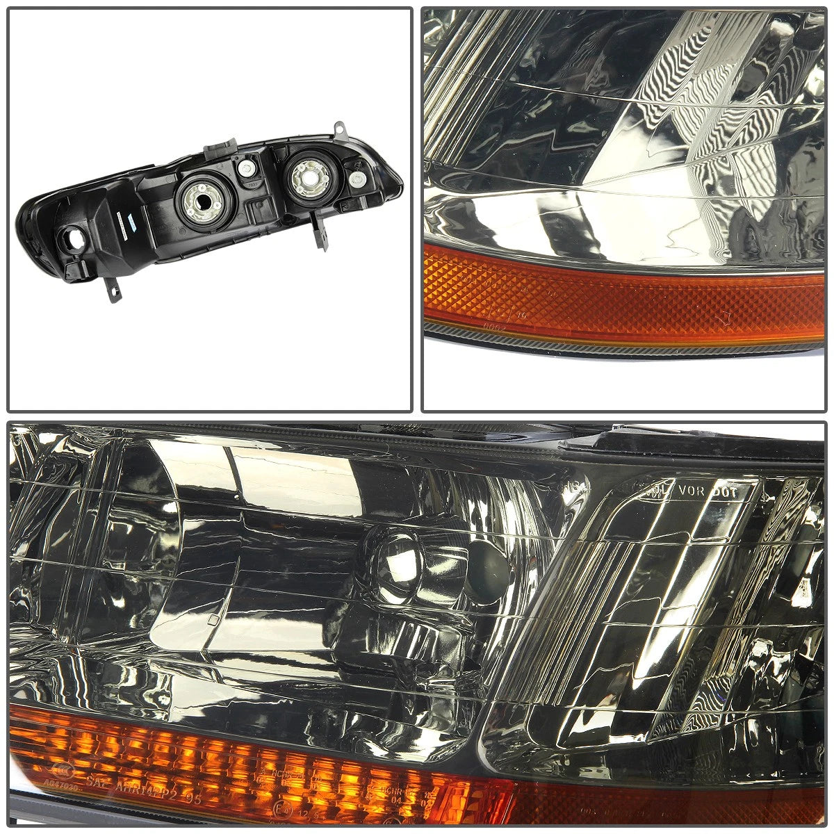 Pair of Smoked/Amber Signal Headlights for Honda Civic (1998–2002)