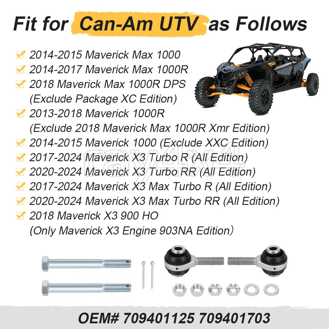 Tie Rod Ends Kit for Can-Am Maverick X3 R Max 4x4 Turbo (2017–2024) #709401703