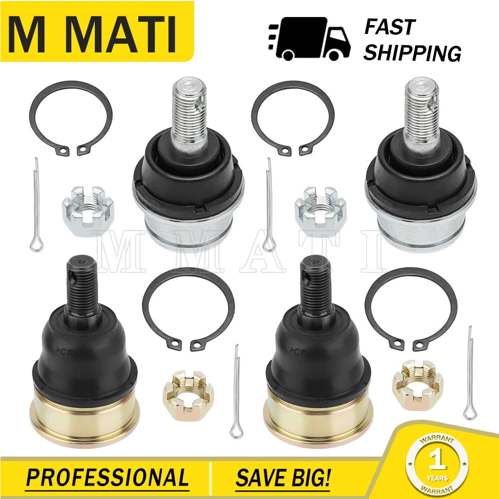 Set of 4 Upper Lower A-Arm Ball Joints for Honda Recon 250 TRX250TE/TM (1997–2023)