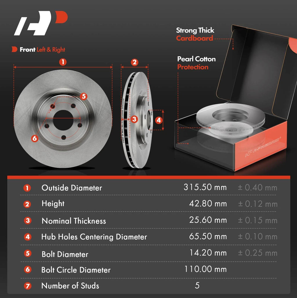 Front Disc Brake Rotors & Ceramic Pads for Chevy HHR (2009-2010)