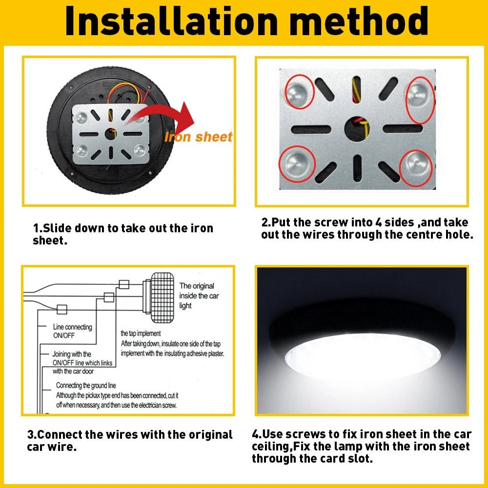 LED Ceiling Dome Light for Universal 12V Car Trailer RV