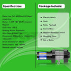 4000lb Electric Winch for Truck (12V, 4.8mm x 15m Steel Rope)