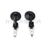 Pair of 1" 25mm Round Bar End Rearview Convex Side Mirrors for Motorcycle