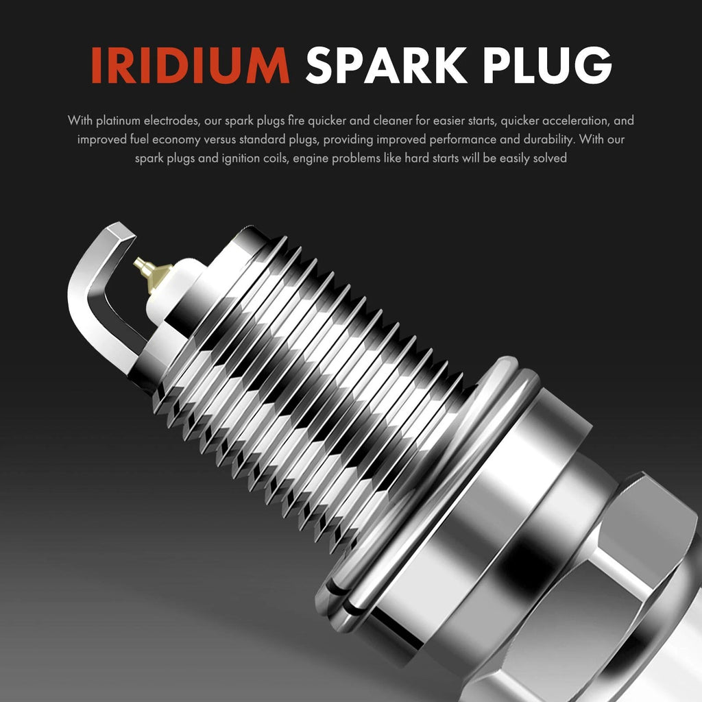 Set of 4 Red Ignition Coils & Iridium Spark Plugs for Mitsubishi Outlander