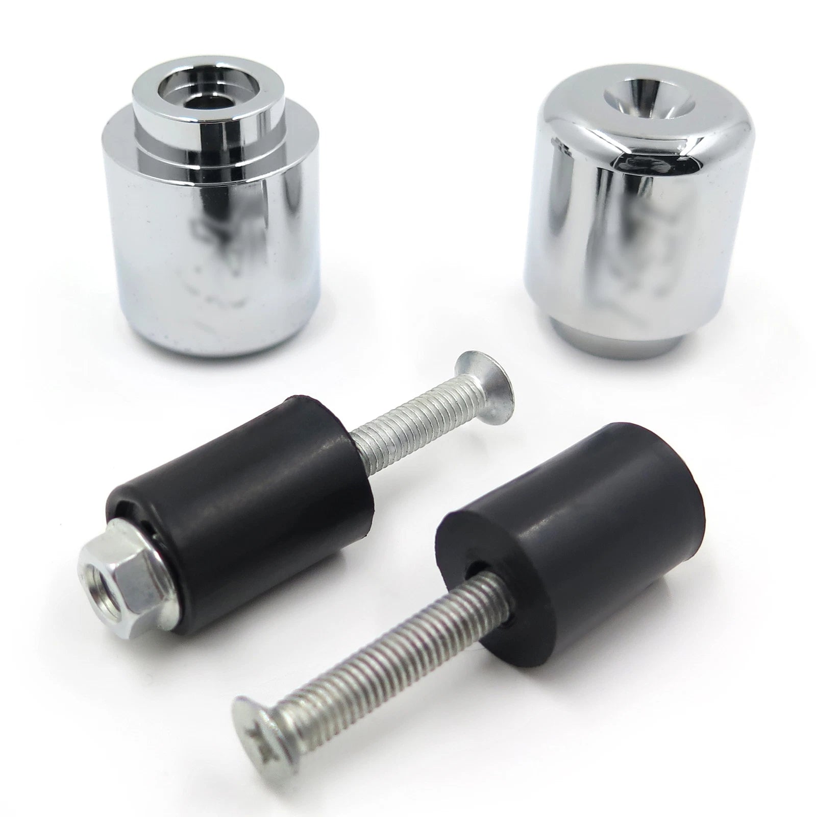Set of 2 Chrome Bar Ends for Yamaha YZF-R6 (2006–2012), FJR 1300 (2003–2010), YZF-R1 (1998–2012)