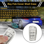 Flip Key Case for Audi A1 (2010–2018) - White Silver Tone TPU Silicone