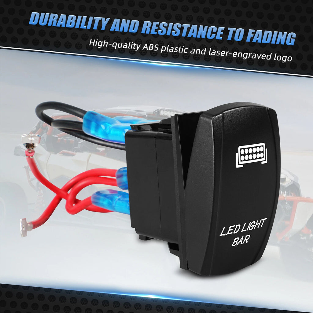 Blue Backlit LED Light Bar Control Rocker Toggle Switch for UTV ATV Truck Boat