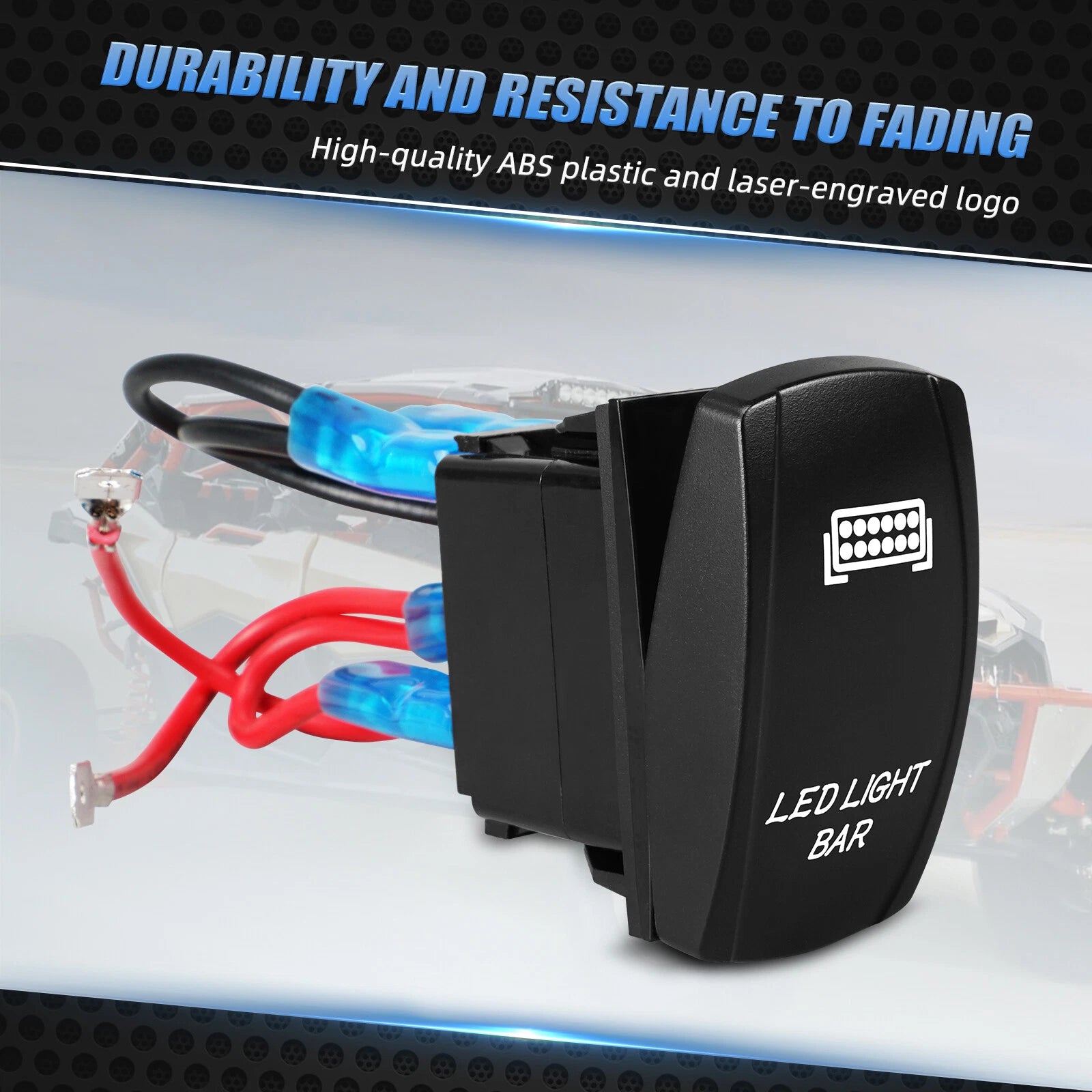 Blue Backlit LED Light Bar Control Rocker Toggle Switch for UTV ATV Truck Boat