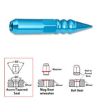 Set of 20 M12X1.5 Sky Blue JDM Spiked Cap Wheel Lug Nuts + Extension 20mm x 123mm