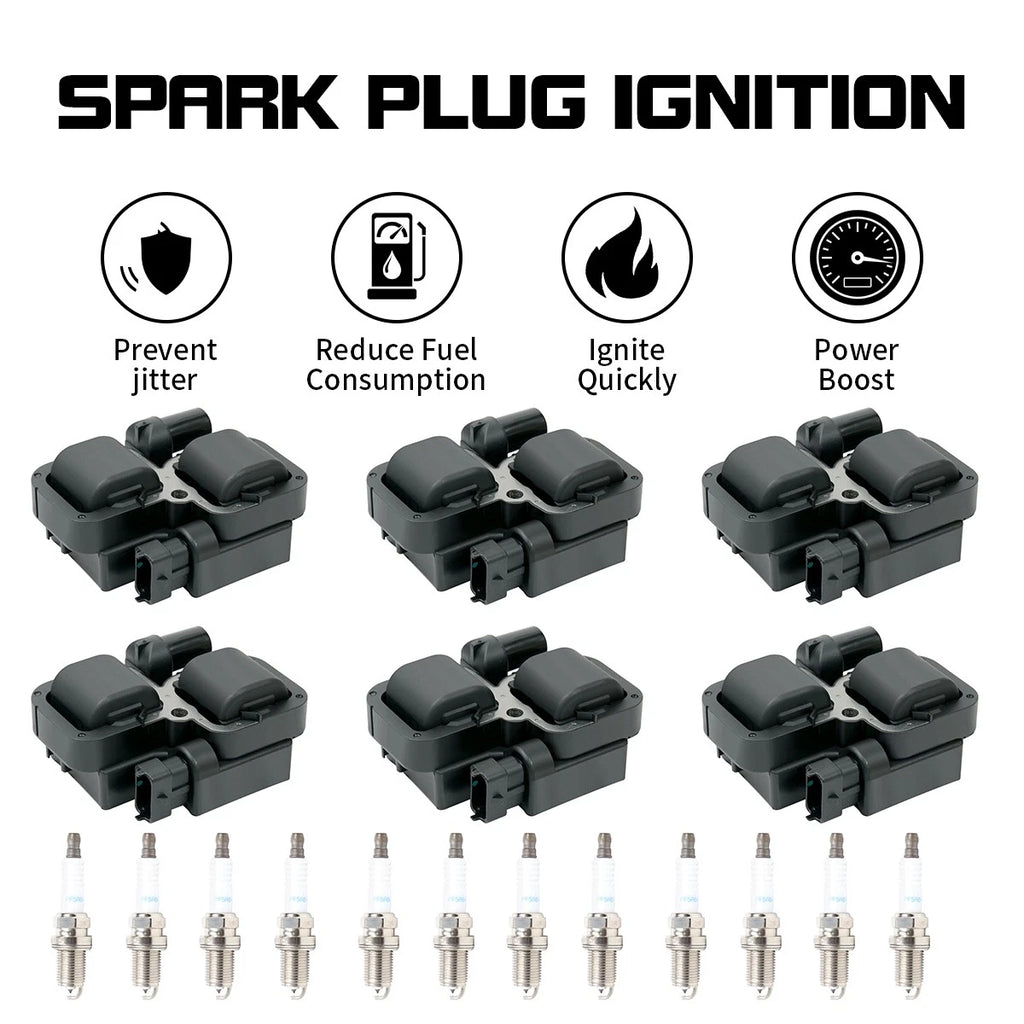 Set of 8 Ignition Coils & 12 Platinum Spark Plugs for Chrysler Crossfire (2004–2008)