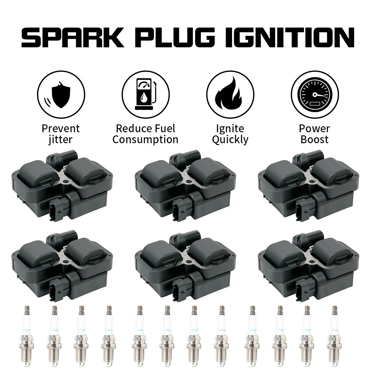 Set of 8 Ignition Coils & 12 Platinum Spark Plugs for Chrysler Crossfire (2004–2008)
