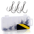 Fishing Hooks Set of 51 (2#/4#/6#/8#/10#) Black Fishing Accessories