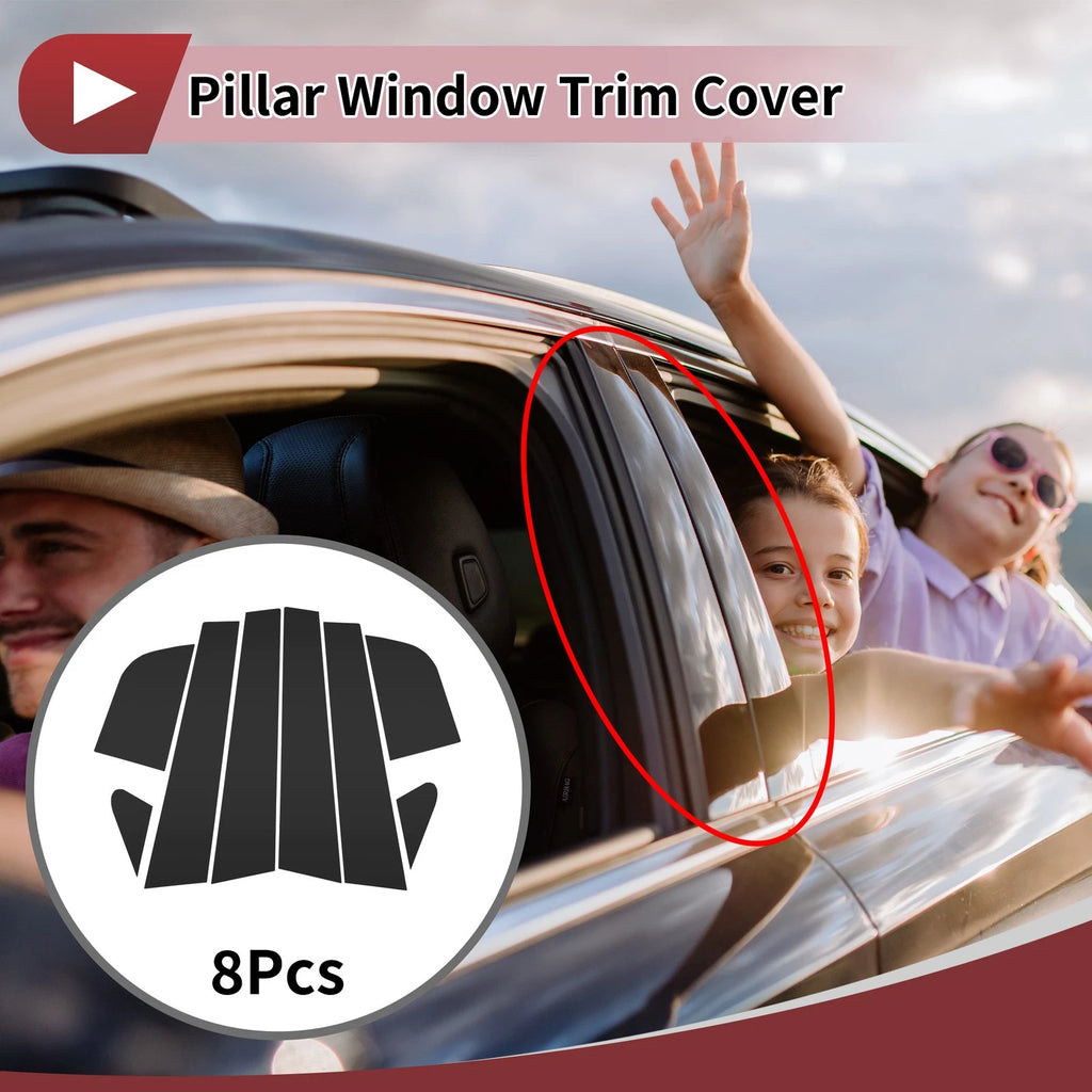 8 Pcs Door Pillar Window Trim for KIA Rio (2017–2022) Black