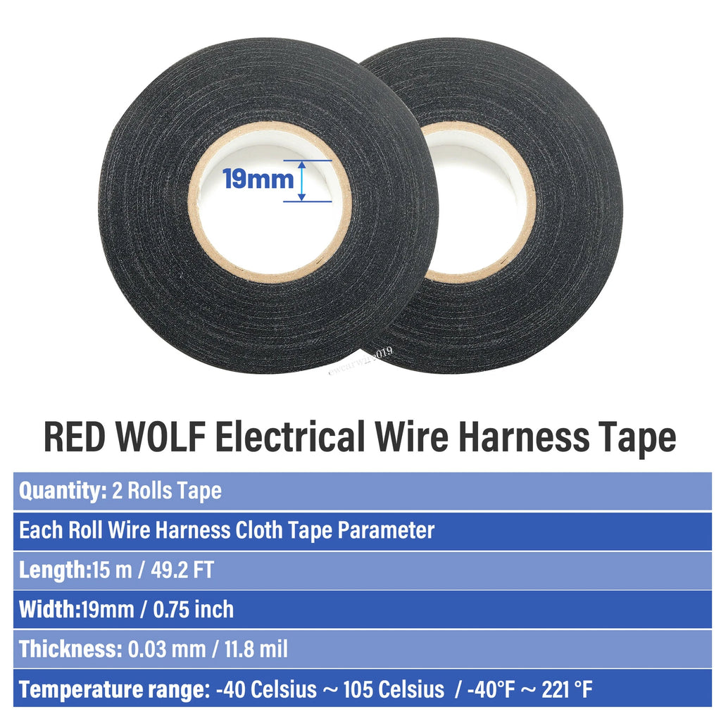 Set of 2 Electric Wire Loom Heat Proof Insulation Tape for Automotive Use