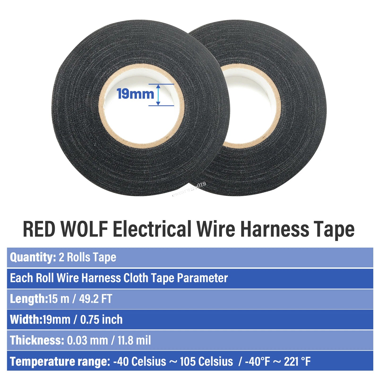 Set of 2 Electric Wire Loom Heat Proof Insulation Tape for Automotive Use