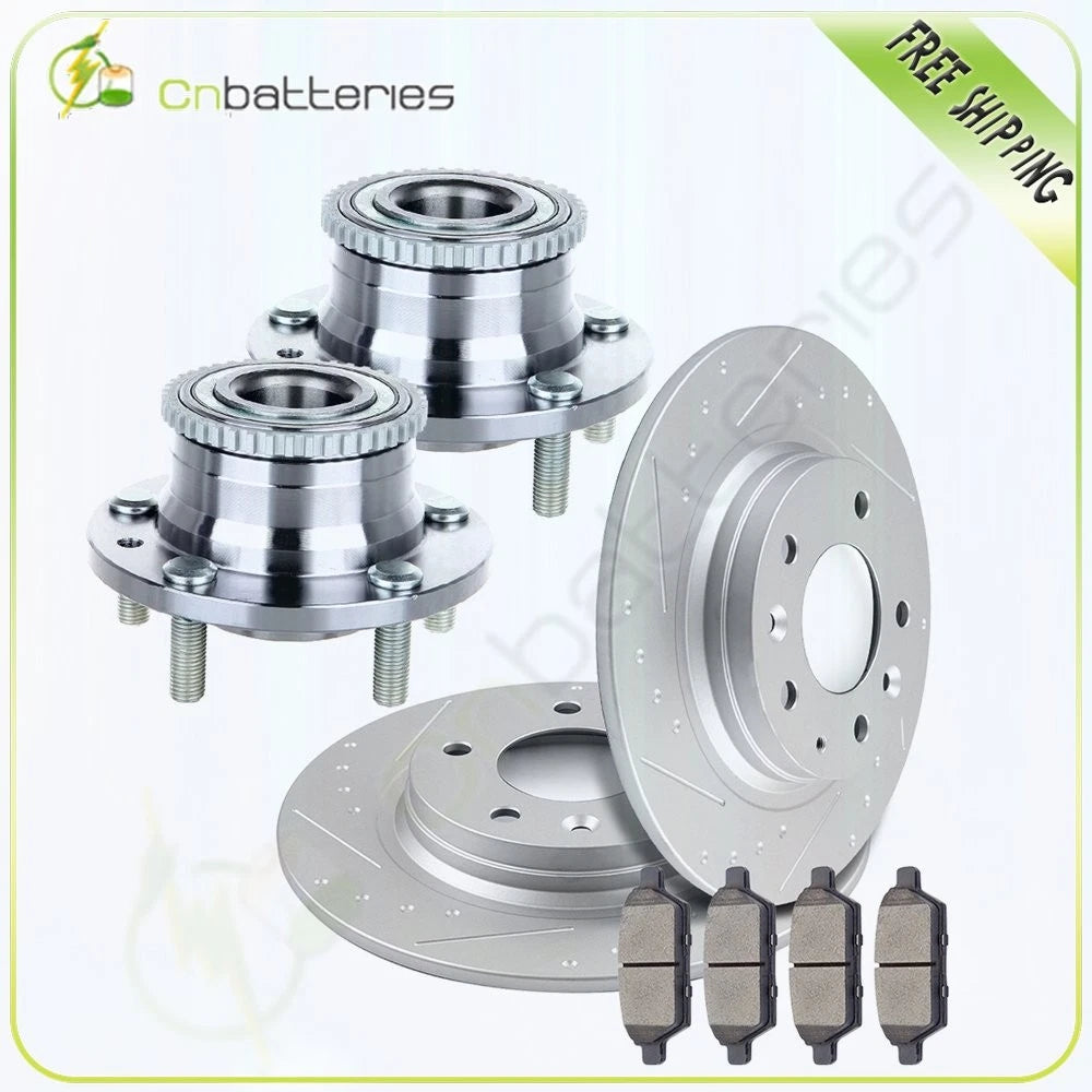 Set of 4 Rear Slotted Brake Rotors & Ceramic Pads for Lincoln MKZ (2007–2012)