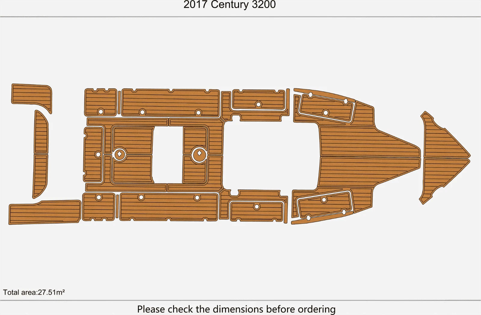 EVA Teak Deck Faux Flooring Mat for Century 3200 (2017)