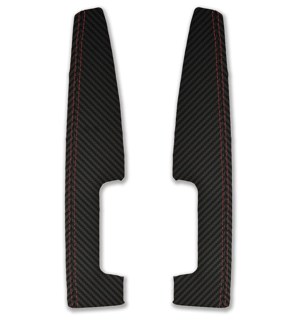 Door Panel Armrest Cover for BMW E65 E66 (2001–2008) Carbon Fiber Red Stitch